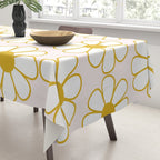 Cheerful Retro Daisy Flowers Pattern in Pale Pink and Mustard Tablecloth Gallery Image 3
