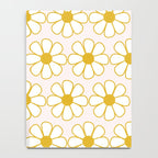 Cheerful Retro Daisy Flowers Pattern in Pale Pink and Mustard Notebook Gallery Image 4