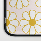 Cheerful Retro Daisy Flowers Pattern in Pale Pink and Mustard Laptop Sleeve Gallery Image 3