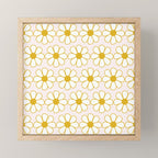 Cheerful Retro Daisy Flowers Pattern in Pale Pink and Mustard Mini Art Print Gallery Image 1