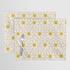 Cheerful Retro Daisy Flowers Pattern in Pale Pink and Mustard Placemat Gallery Image 1