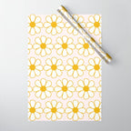 Cheerful Retro Daisy Flowers Pattern in Pale Pink and Mustard Wrapping Paper Gallery Image 1