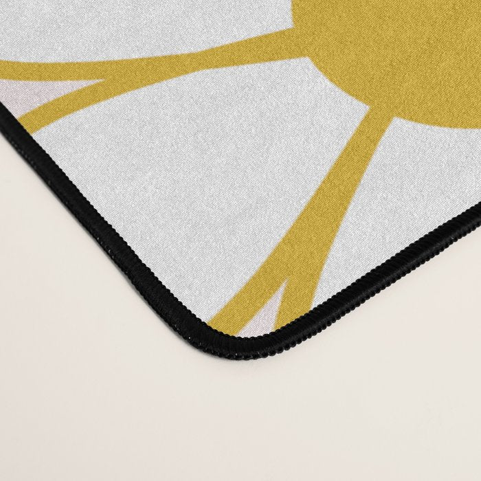 Cheerful Retro Daisy Flowers Pattern in Pale Pink and Mustard Desk Mat Gallery Image 4