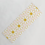Cheerful Retro Daisy Flowers Pattern in Pale Pink and Mustard Yoga Mat Gallery Image 1