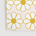 Cheerful Retro Daisy Flowers Pattern in Pale Pink and Mustard Poster Gallery Image 3