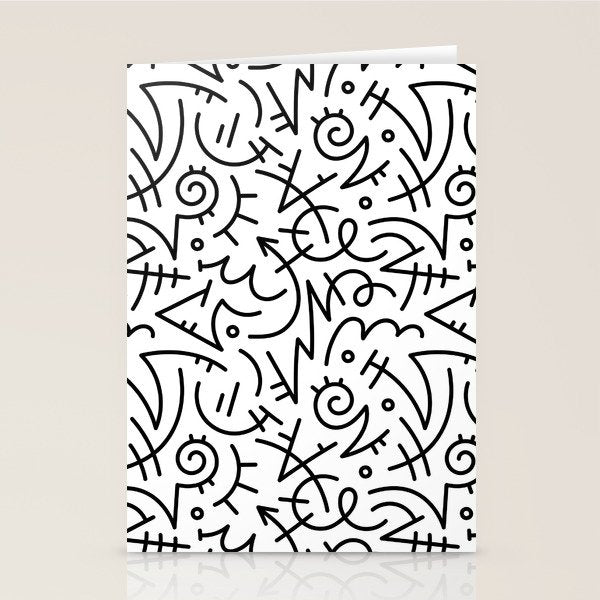 Abstract black and white line doodle pattern Stationery Card Gallery Image 2