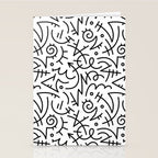 Abstract black and white line doodle pattern Stationery Card Gallery Image 2
