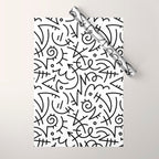 Abstract black and white line doodle pattern Wrapping Paper Gallery Image 1