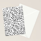 Abstract black and white line doodle pattern Stationery Card Gallery Image 2