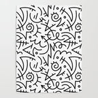 Abstract black and white line doodle pattern Poster Gallery Image 4