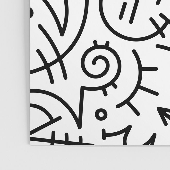 Abstract black and white line doodle pattern Poster Gallery Image 3