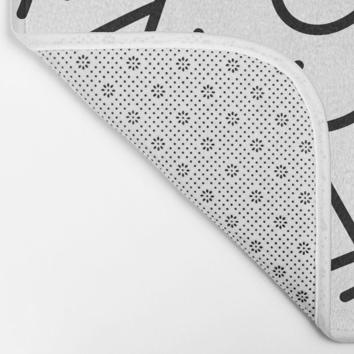 Abstract black and white line doodle pattern Bath Mat Gallery Image 2