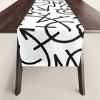 Abstract black and white line doodle pattern Table Runner Gallery Image 1
