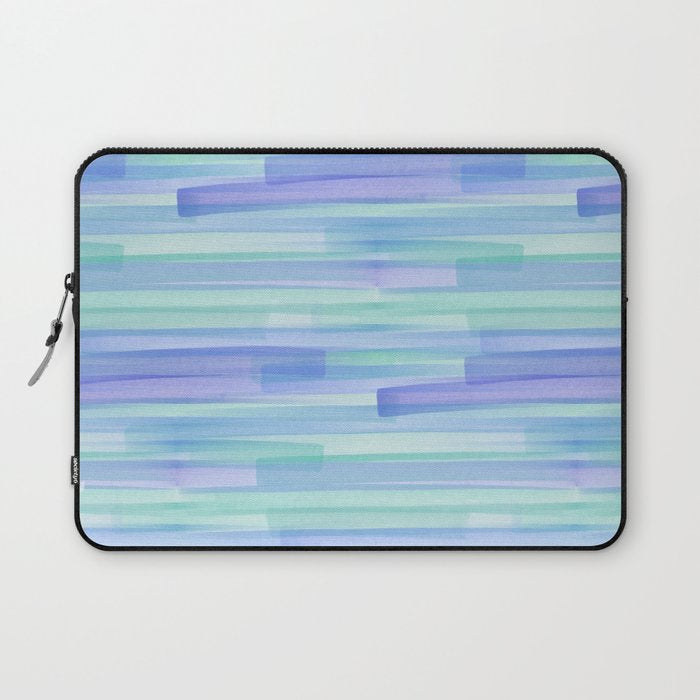 Abstract Watercolor Waves in Cool Blue Laptop Sleeve Gallery Image 1
