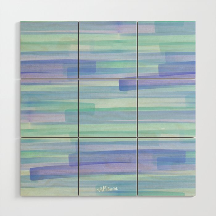 Abstract Watercolor Waves in Cool Blue Wood Wall Art Gallery Image 1