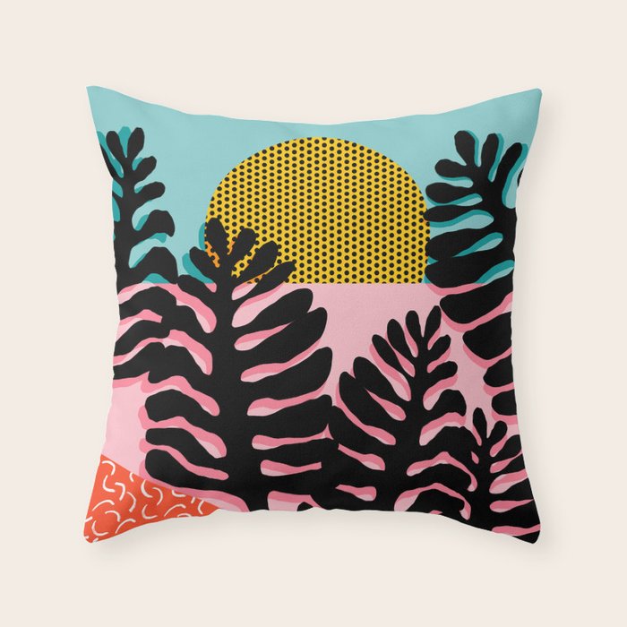 B.F.F. - throwback 80s style memphis design neon art print hipster brooklyn palm springs resort patt Throw Pillow Gallery Image 6