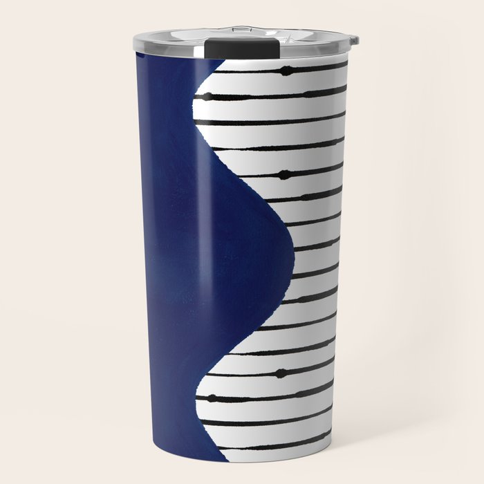 Lines and Wave (Blue) Travel Mug Gallery Image 1