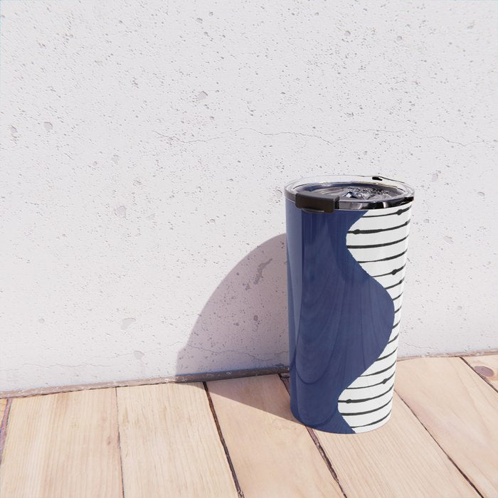 Lines and Wave (Blue) Travel Mug Gallery Image 4