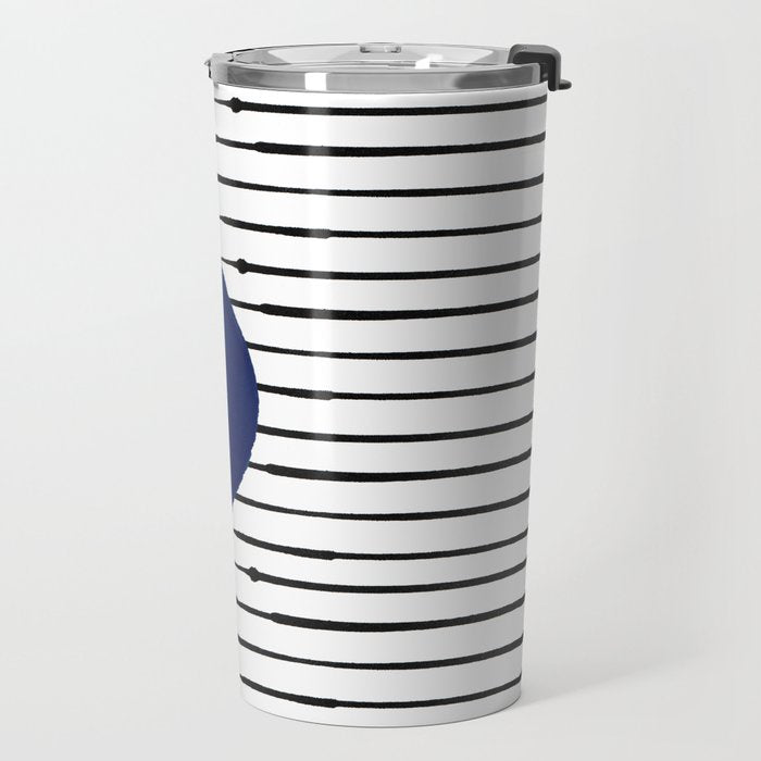 Lines and Wave (Blue) Travel Mug Gallery Image 2