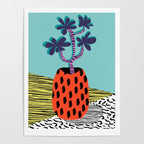 Spazzing - throwback house plant retro 1980s style memphis design neon art pop art print dorm room h Poster Gallery Image 4