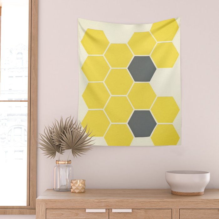 Yellow Honeycomb Wall Tapestry Gallery Image 2