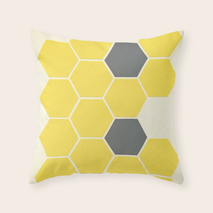 Yellow Honeycomb Throw Pillow Gallery Image 6