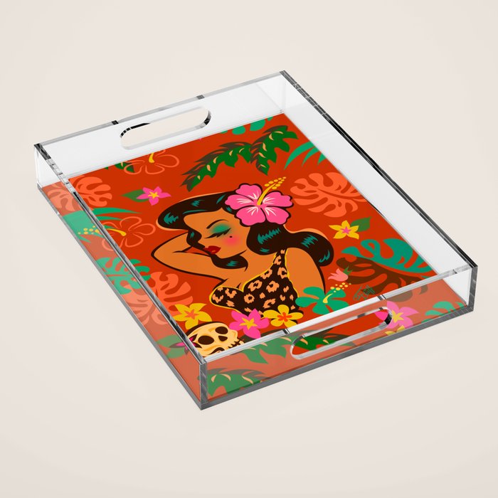 Tropical Tiki Girl Acrylic Tray Gallery Image 1