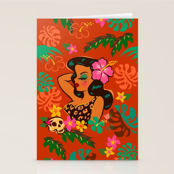 Tropical Tiki Girl Stationery Card Gallery Image 2