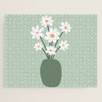 Daisies in Vase (sage green) Jigsaw Puzzle Gallery Image 1
