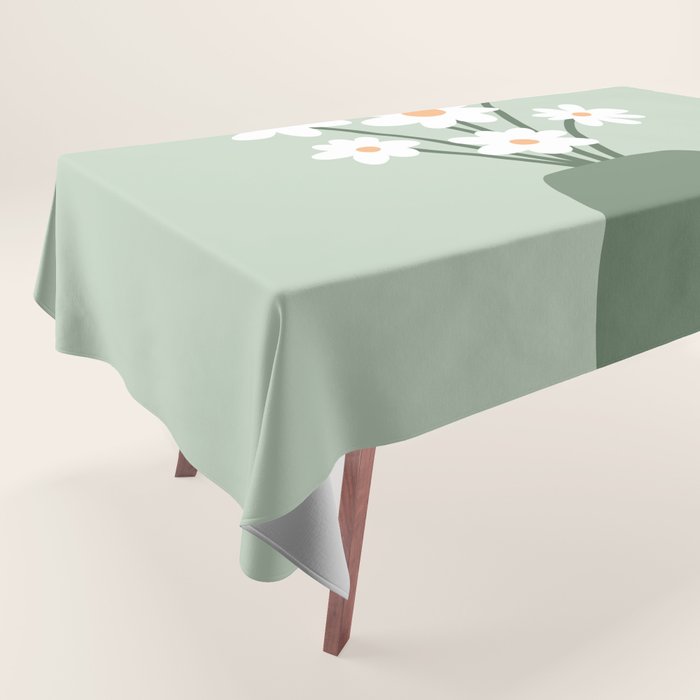 Daisies in Vase (sage green) Tablecloth Gallery Image 1