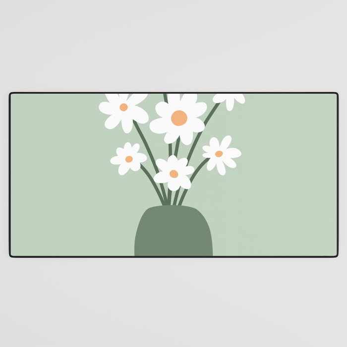Daisies in Vase (sage green) Desk Mat Gallery Image 3