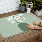 Daisies in Vase (sage green) Outdoor Rug Gallery Image 2