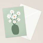 Daisies in Vase (sage green) Stationery Card Gallery Image 2