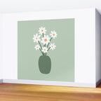 Daisies in Vase (sage green) Wall Mural Gallery Image 2