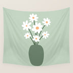 Daisies in Vase (sage green) Wall Tapestry Gallery Image 4
