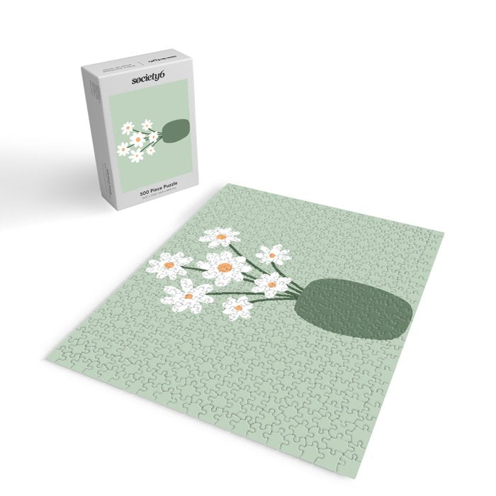 Daisies in Vase (sage green) Jigsaw Puzzle Gallery Image 2