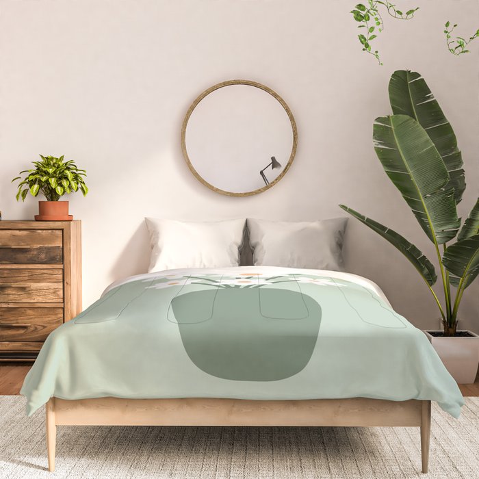 Daisies in Vase (sage green) Comforter Gallery Image 3