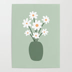 Daisies in Vase (sage green) Poster Gallery Image 4