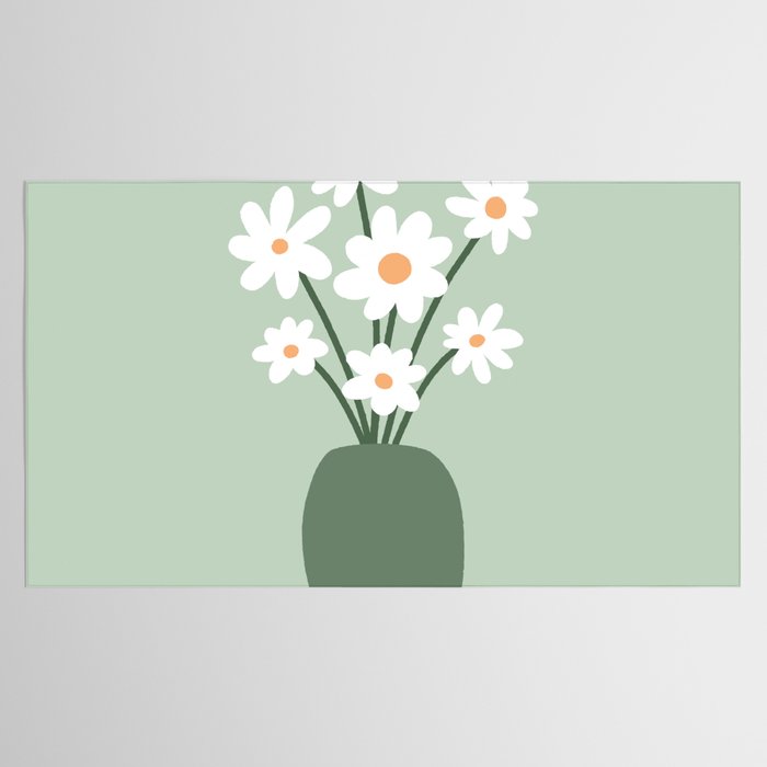 Daisies in Vase (sage green) Tablecloth Gallery Image 2