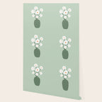 Daisies in Vase (sage green) Wallpaper Gallery Image 2