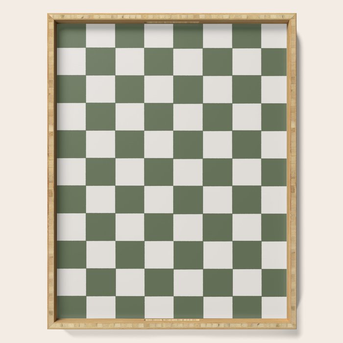 Soft Checkerboard Muted Green Serving Tray Gallery Image 1