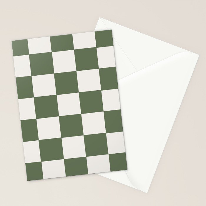 Soft Checkerboard Muted Green Stationery Card Gallery Image 2