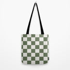 Soft Checkerboard Muted Green Tote Bag Gallery Image 2