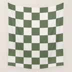 Soft Checkerboard Muted Green Wall Tapestry Gallery Image 4
