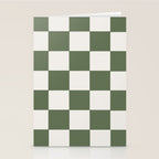 Soft Checkerboard Muted Green Stationery Card Gallery Image 2
