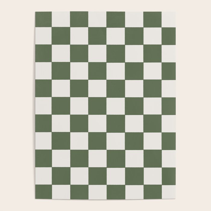 Soft Checkerboard Muted Green Poster Gallery Image 4