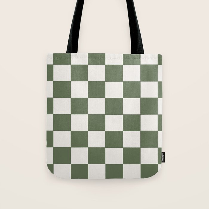 Soft Checkerboard Muted Green Tote Bag Gallery Image 1
