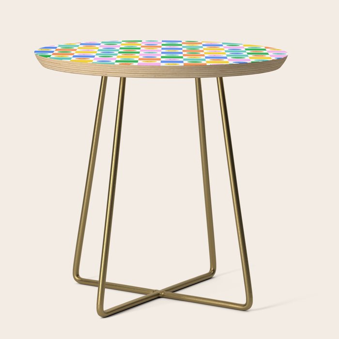 Colorful happy face checkered pattern art Side Table Gallery Image 1