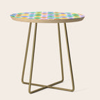 Colorful happy face checkered pattern art Side Table Gallery Image 1