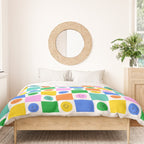 Colorful happy face checkered pattern art Duvet Cover Gallery Image 3